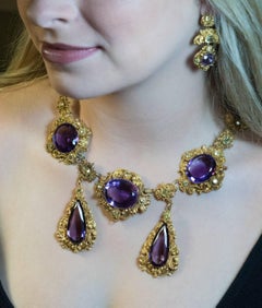 Antique Georgian Era Amethyst Chrysoberyl Gold Parure, circa 1830