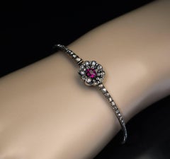 Antique Victorian Ruby Diamond Bangle Bracelet