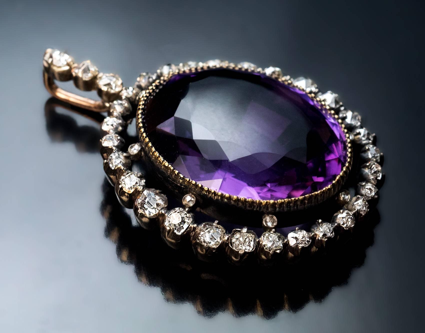 Women's Antique Victorian Amethyst Diamond Pendant