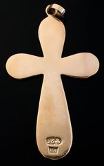 Antique Champleve Enamel Gold Cross Pendant