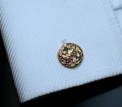 Antique Jeweled Gold Nugget Cufflinks