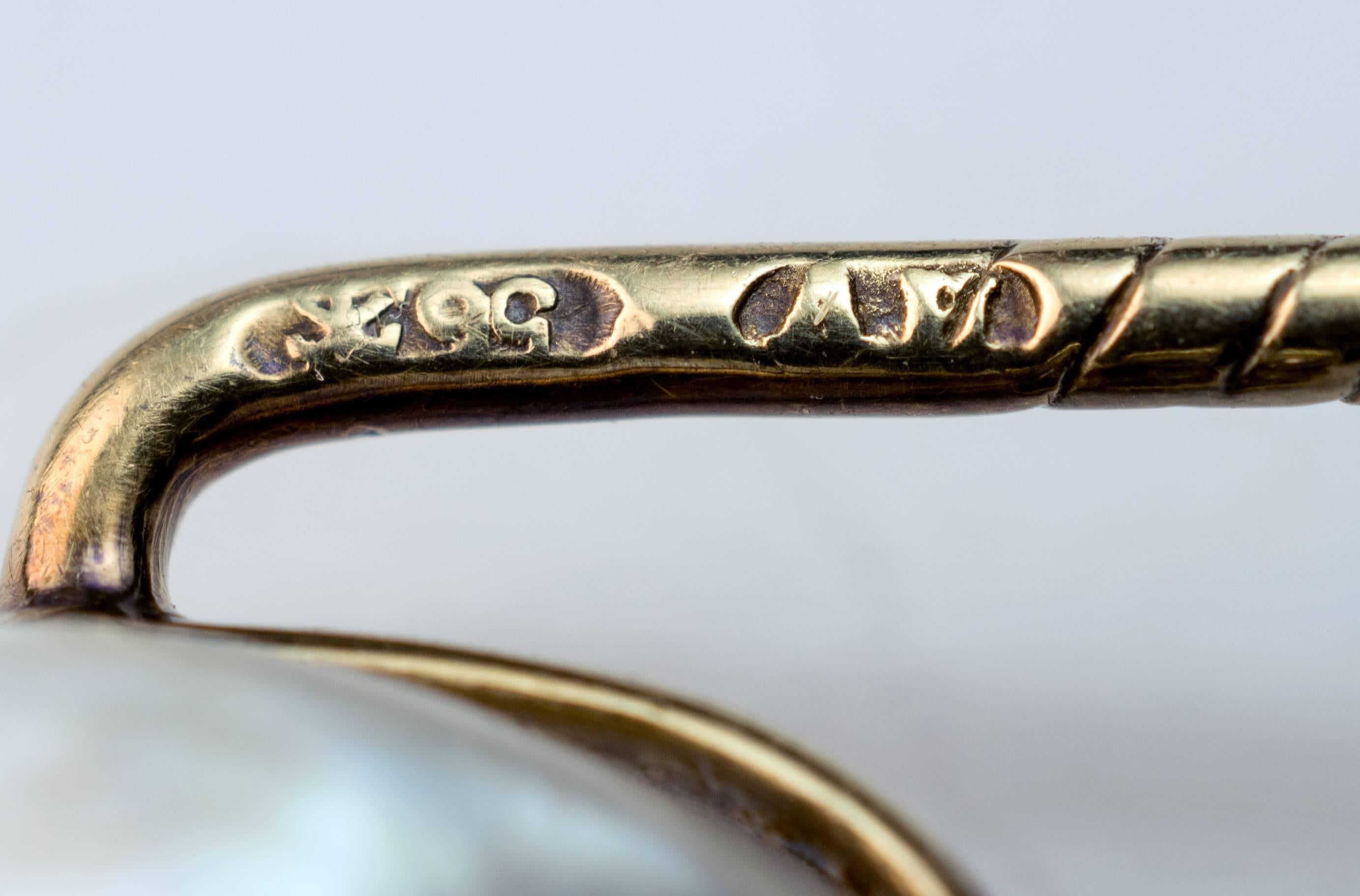 Épingle bâton ancienne en or avec perles naturelles et diamants de Fabergé des années 1890  en vente 5