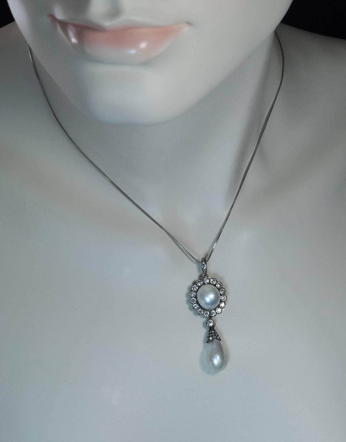 antique pearl and diamond necklace
