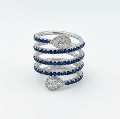 Unisex 18k White Gold Blue Sapphire and Diamond Ring, 1.51ct, 2015