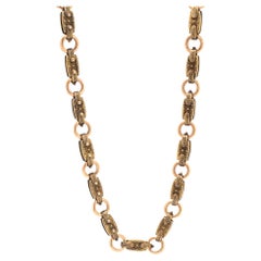 Antique Victorian Bronze 18K Gold Heavy Link Chain Necklace