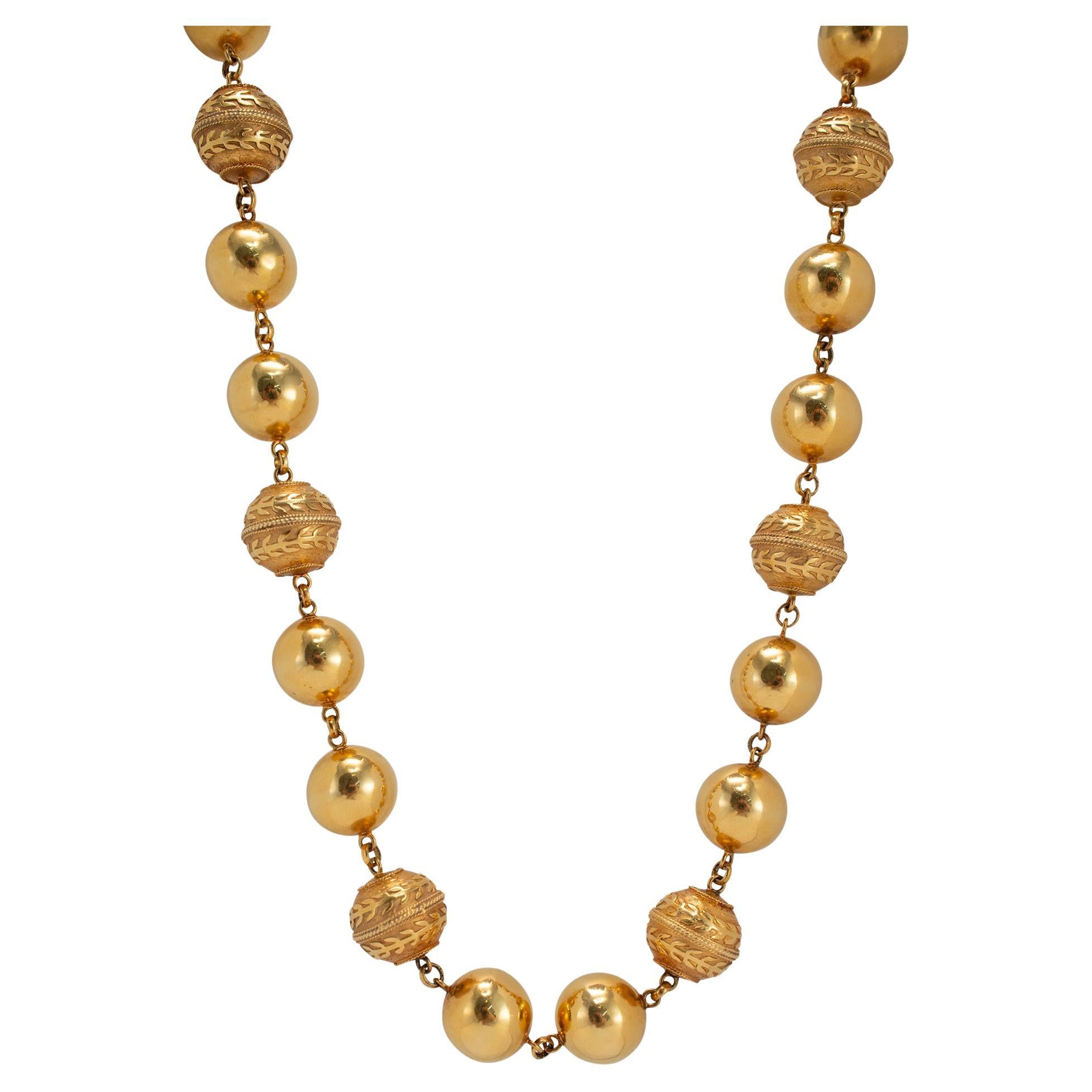 Collana con perline portoghesi vintage in oro 19,2K