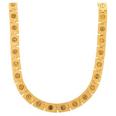 Ladies Vintage 18K Yellow Gold Screws Link Filigree Chain Necklace