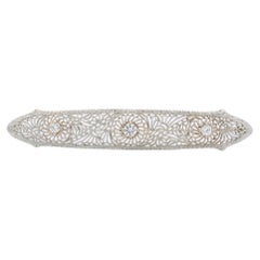 Broche filigrane ancienne en or blanc 14 carats avec diamants ronds naturels pour femmes
