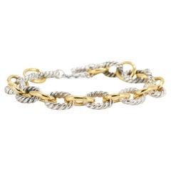 David Yurman Chain Collection 18K Gold Silver Two Tone 10MM Oval Link Bracelet