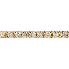 10K Yellow Gold 8.42ct Round Diamond 4 Prongs Chain Tennis Necklace