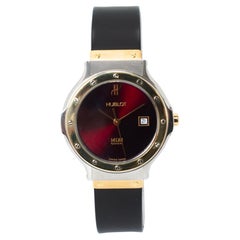 Ladies Hublot Classic Mdm 26MM 1391.2 Red Dial Two Tone Gold Steel Quartz Watch