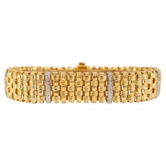 Roberto Coin Appassionata Woven 18K Yellow Gold 0.55ctw Diamond Link Bracelet