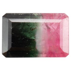 Natural 21.98ct Gia Emerald Cut Shape Zoned Green Pink Loose Tourmaline