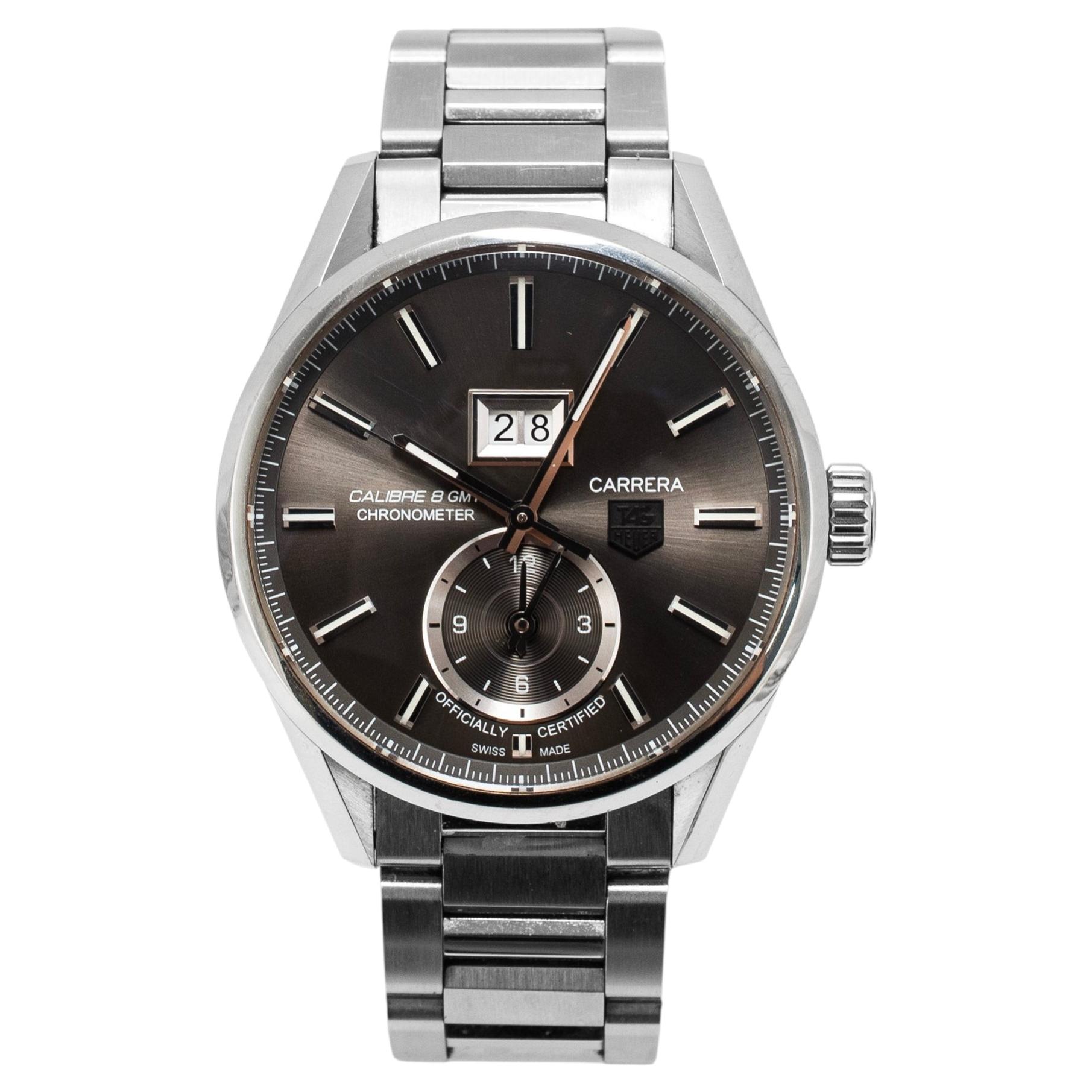 Reloj Tag Heuer Carrera Calibre 8 GMT Grand Date 41 mm WAR5012.BA0723 de acero en venta