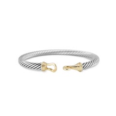 Bracelet manchette classique « Cable » David Yurman en argent 925 avec boucle en or jaune 14 carats de 5 mm