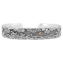 Men’s David Yurman Waves Sterling Silver & 18K Yellow Gold 12MM Cuff Bracelet