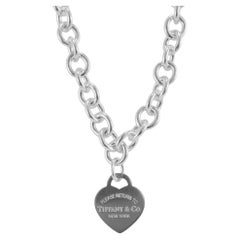 Tiffany & Co. Return to Tiffany Heart Tag 925 Silver Rolo Link Pendant Necklace