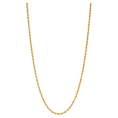 Unisex 14K Yellow Gold 2MM 24” Classic Twisted Spiral Rope Chain Necklace
