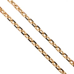 Unisex 14K Yellow Gold Solid 22.5” 3.1mm Biker Open Anchor Link Chain Necklace