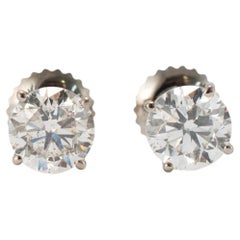 Unisex 14K White Gold 1.29ctw Round Diamond Screw Back Stud Earrings