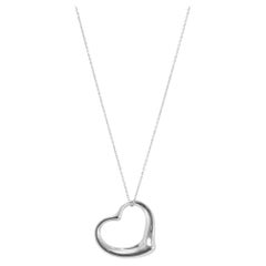 Tiffany & Co. Elsa Peretti 925 Sterling Silver Open Heart Pendant Necklace