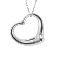 Tiffany & Co. Elsa Peretti 925 Sterling Silver Open Heart Pendant Necklace