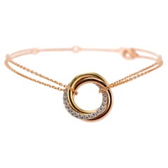Cartier Trinity on Chain Classic Model 18K Tricolor Diamonds 18CM Link Bracelet