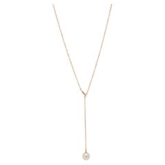 Mikimoto 18K Yellow Gold Akoya Pearl Lariat Drop Pendant Necklace