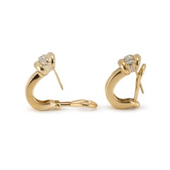 Vintage Tiffany & Co. 1995 Atlas 18K Yellow Gold Diamond Huggie Clip on Earrings
