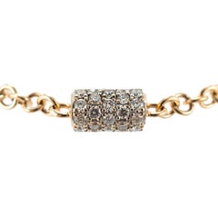 14K Rose Gold 0.41ctw Pave Diamond Barrel Rondelle Charm Chain Link Bracelet