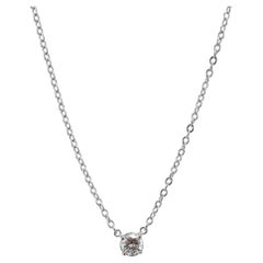 Unisex 18K White & Yellow Gold 0.51ct Diamond Solitaire Chocker Pendant Necklace