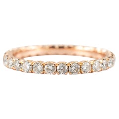 Ladies 18K Rose Gold 1.02ctw Round Diamond Full Eternity Wedding Band Ring