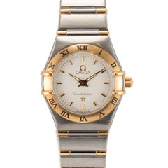 Ladies Omega Constellation Mini 22.5mm 18K Yellow Gold Steel Quartz Watch