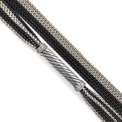 Unisex David Yurman 900 Silver 32” Opera Diamond Multistrand Box Chain Necklace