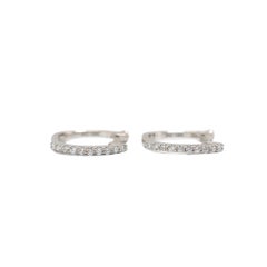 Roberto Coin Classic Pave’ 18K White Gold Diamonds Huggy Hoop Earrings
