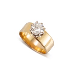 Vintage Traub Orange Blossom 18K Yellow Gold Gia 1.40ct Circular Engagement Ring