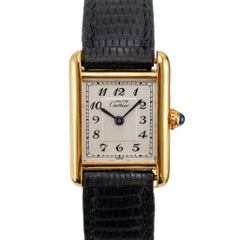 Ladies Vintage Cartier Tank Vermeil 20MM X 28 MM 5057001 925 Silver Plaque Watch