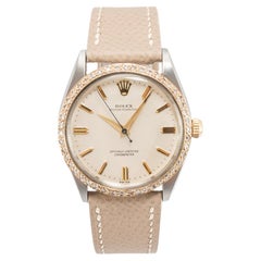Ladies Vintage Rolex Oyster Perpetual 34MM 6567 Diamond Bezel Steel Gold Watch