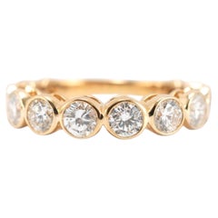 Ladies 18K Yellow Gold 1.50ctw Bezel Set Half Eternity Band Ring