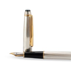 Montblanc Meisterstuck 925 Sterling Silver 18K Yellow Gold Nib Fountain Pen