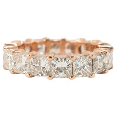 Men’s 10K Rose Gold 10.55ctw Princess Cut Diamond Eternity Band Ring