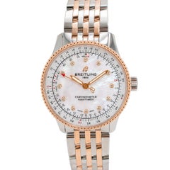Ladies Breitling Navitimer 35MM U17395 Mop Dial 18K Rose Gold and Steel Watch