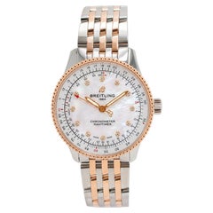 Ladies Breitling Navitimer 35MM U17395 Mop Dial 18K Rose Gold and Steel Watch