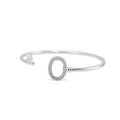 Tiffany & Co. Bracciale rigido a cuffia Keys Wire in oro bianco 18 carati con pavé di diamanti da 0,20 carati totali