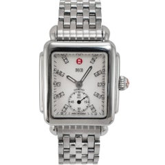 Michele by Fossil Deco 29MM mww06v00a0046 Diamond Mop Dial Steel Quartz Watch