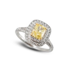Tiffany & Co. Soleste Platinum 18K Gold Intense Yellow Diamond Engagement Ring