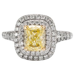 Tiffany & Co. Soleste Platinum 18K Gold Intense Yellow Diamond Engagement Ring