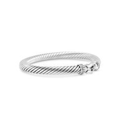 Bracelet manchette David Yurman « Buckle Classic Cable » en argent serti de diamants de 5 mm