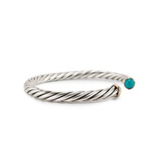 David Yurman Cable Classic Silver & 14K Yellow Gold 6MM Turquoise Cuff Bracelet