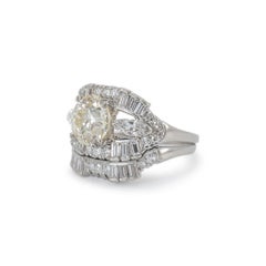 Antique Platinum Gia 3.90ct Old European Cut Accented Diamond Engagement Ring
